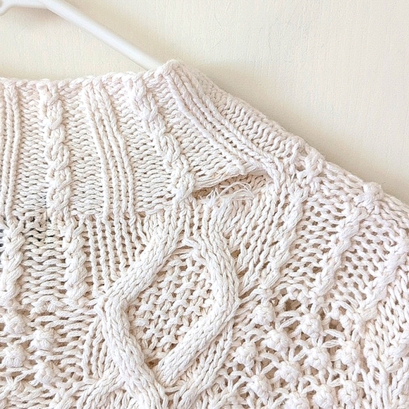 Vintage Hunt Club Womens Small Cable Knit Sweater White Beachy Cottage Coastal - Picture 7 of 8